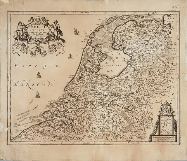 A seventeenth-century map of the Netherlands showing the Zuiderzee.